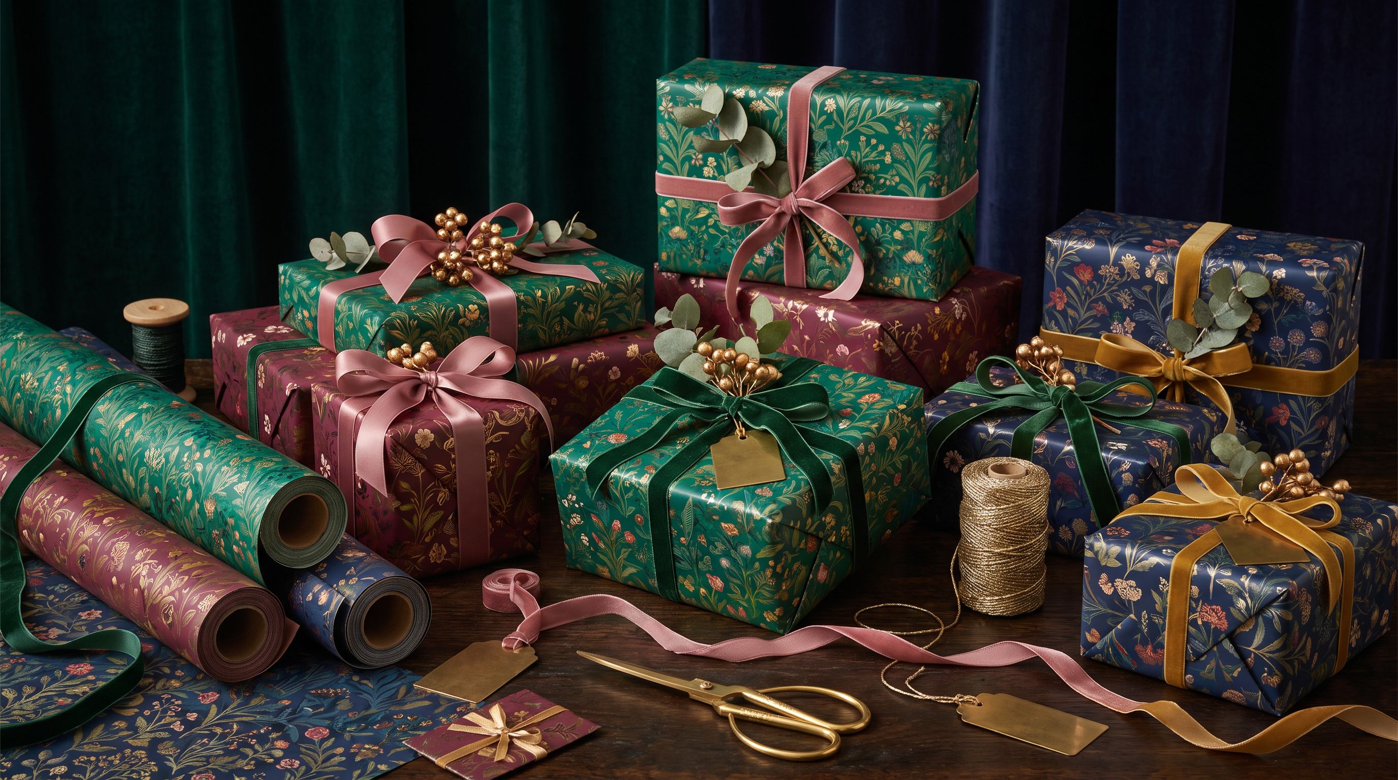 Papiers cadeaux Le Papier Cadeau, motifs botaniques jewel-tone